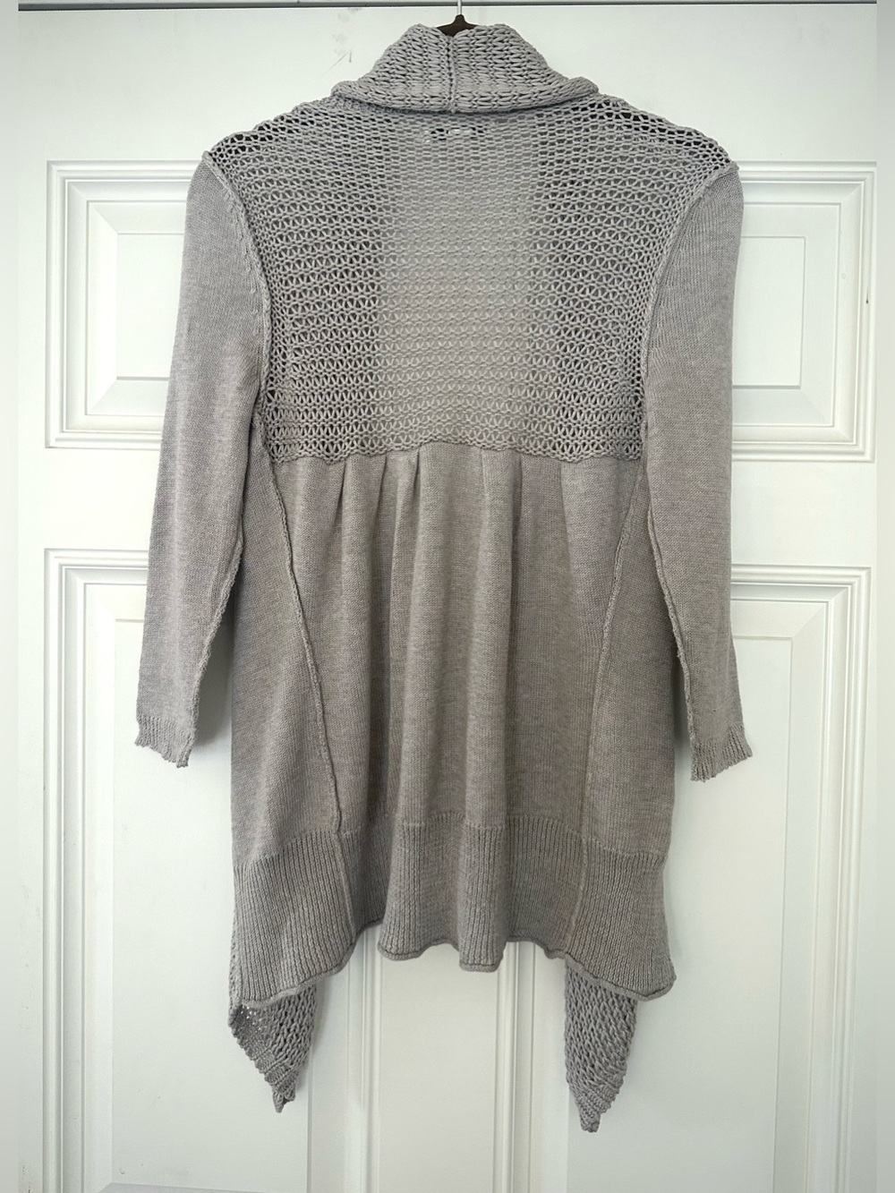 Banana Republic 100% Cotton Gray Mesh Knit Cardigan Altered 3/4 Sleeve Size S - Picture 3 of 10